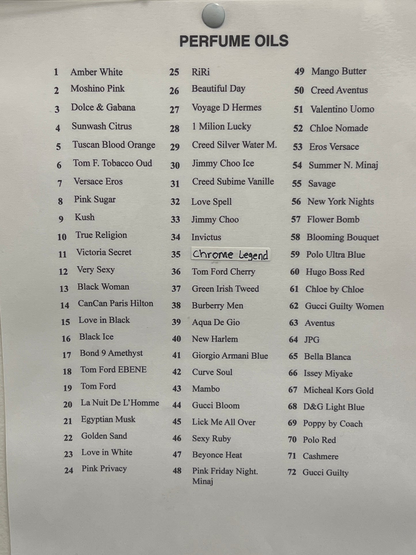 Perfume Oils 102-116 / Imported Oils