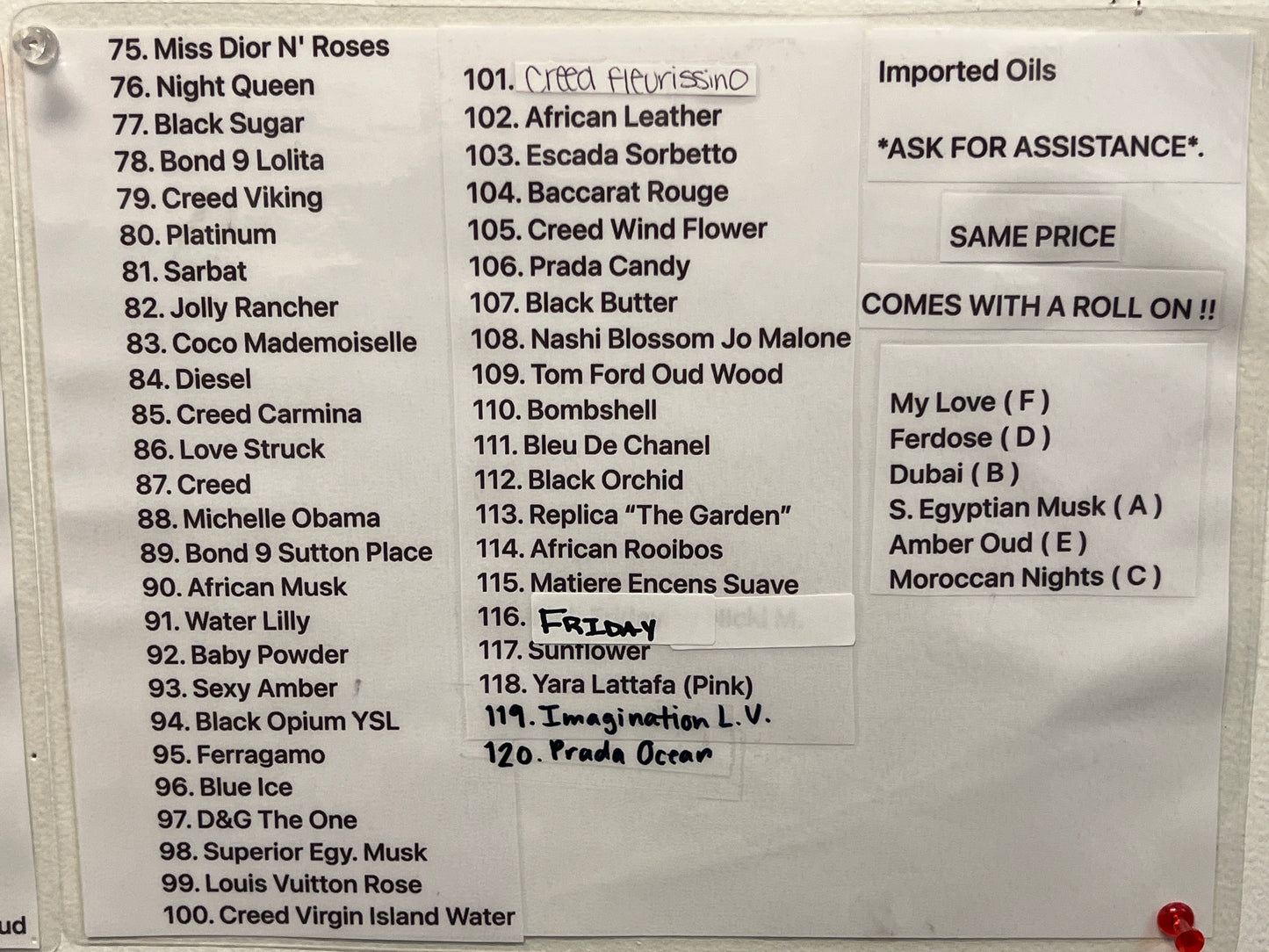 Perfume Oils 102-120/ Imported Oils
