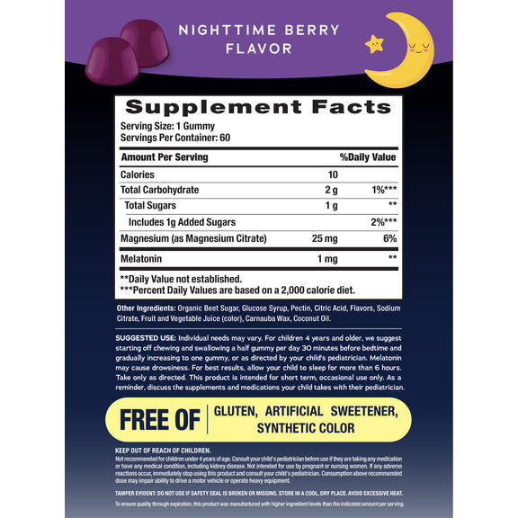CALM Kids Sleep with Melatonin Gummies Berry Flavor, 60 Tasty Gummies